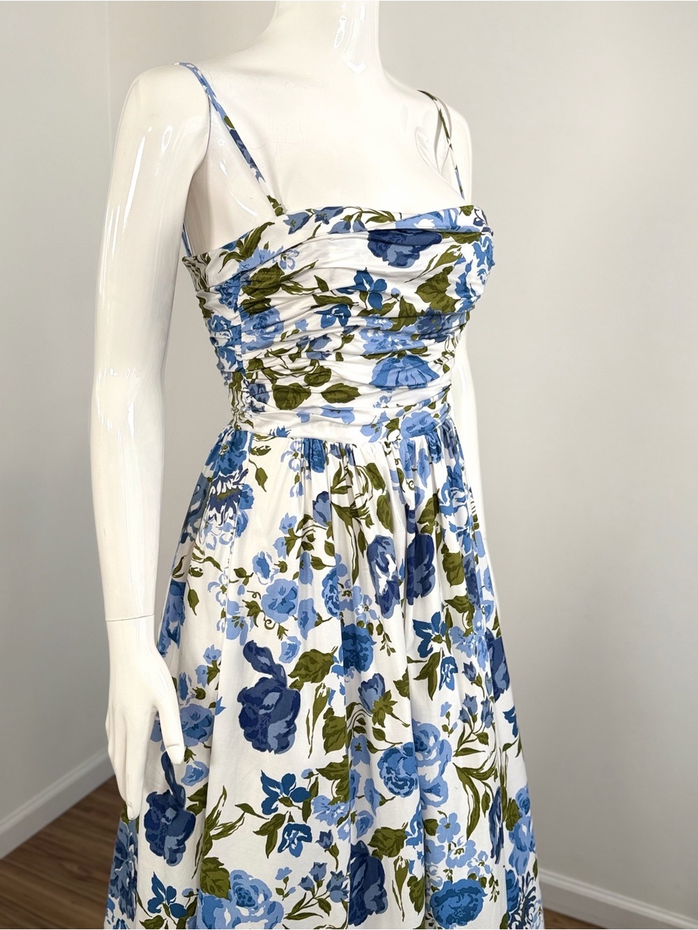 NWT Reformation Kastoria Strapless Floral Maxi Dress in White & Blue Size 2 - Picture 9 of 16